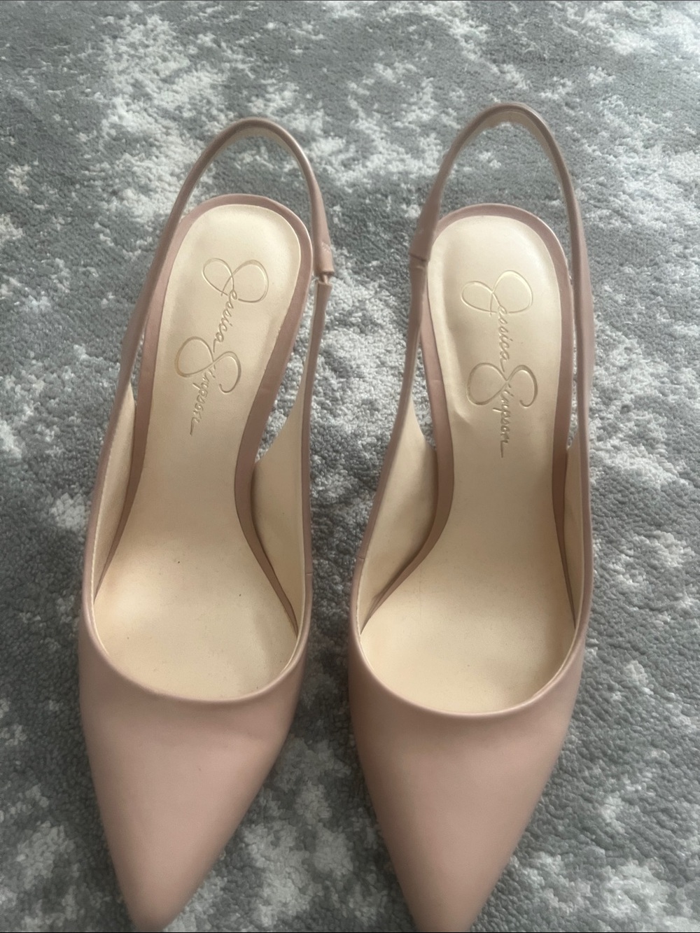 Jessica Simpson Nude Pink Pointed-Toe Slingback Heels